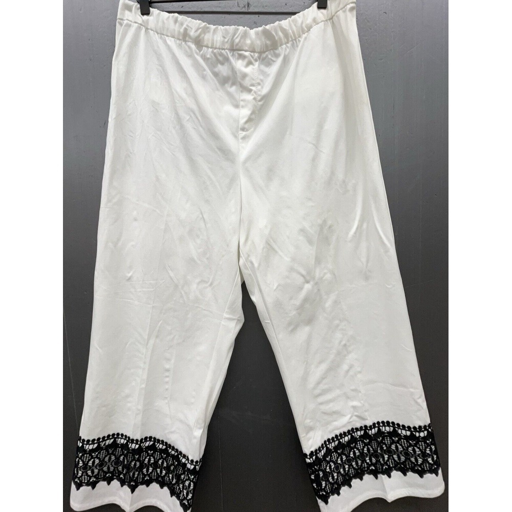 Isaac Mizrahi Live Pants 18W White Embroidery Stretch Pull On Casual Party Work